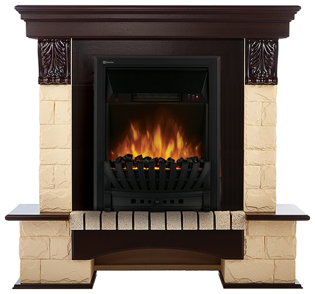 Портал для камина Electrolux Forte Classic U Бежевый камень, Темный дуб