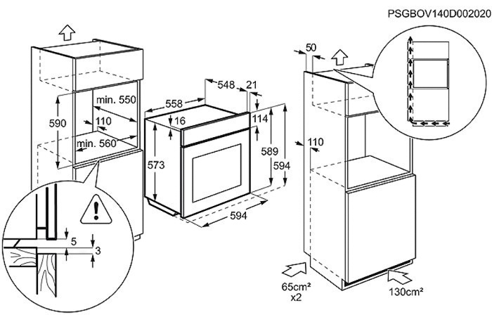Встраиваемый духовой шкаф чертеж