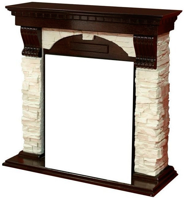 Портал для камина Electrolux Torre Classic белый сланец тёмный дуб