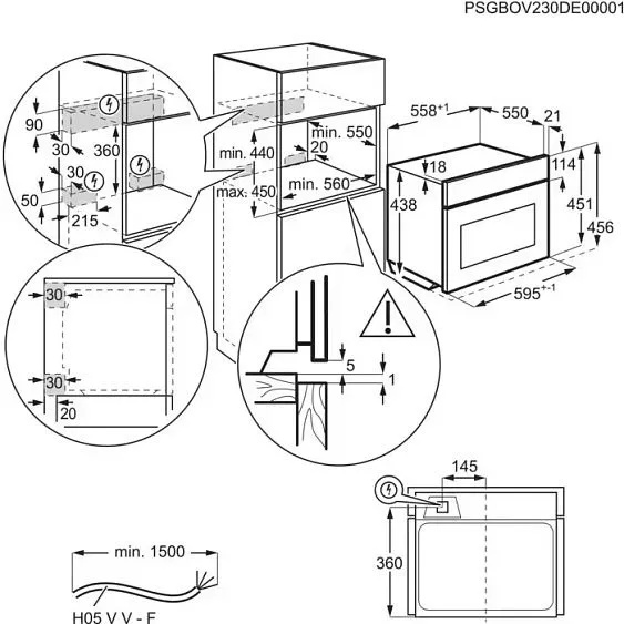 Схема встраивания для микроволновой печи Electrolux EVM9E2XT