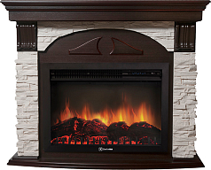 Портал для камина Electrolux Torre 25S Белый камень, Темный дуб
