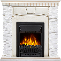 Портал для камина Electrolux Porto Classic белый камень шпон белёный дуб